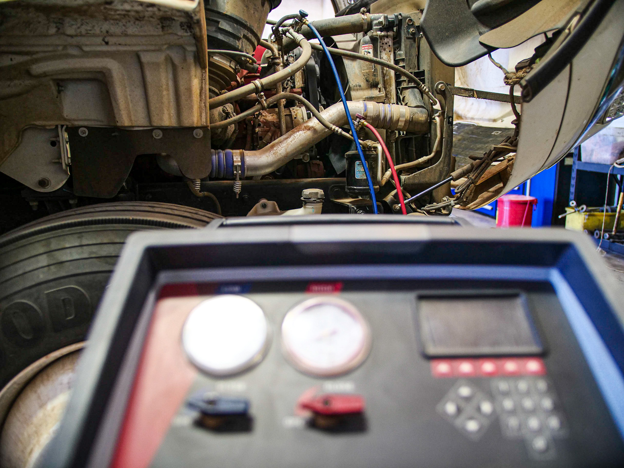 Precision diesel engine diagnostics and repair work on commercial truck at ATAC